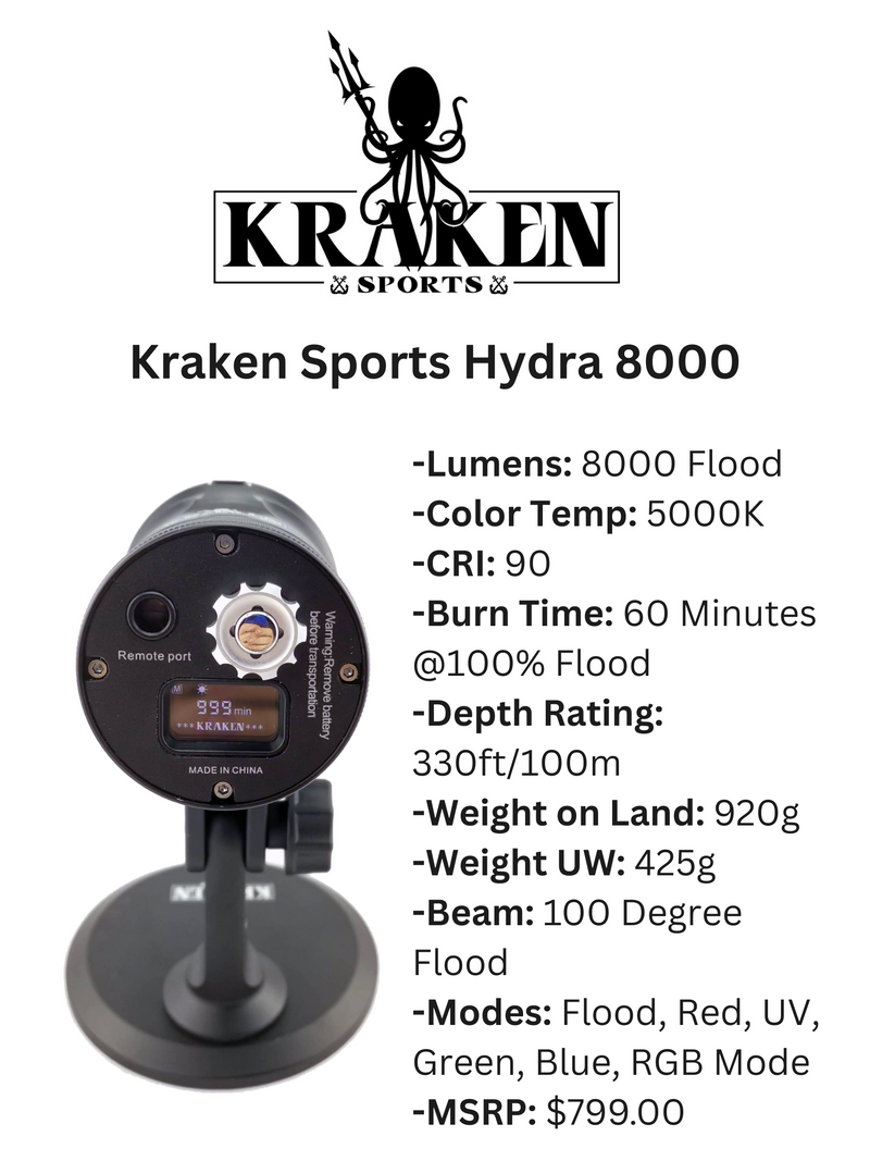 Kraken Dive Lights Hydra 8000 WRGBU