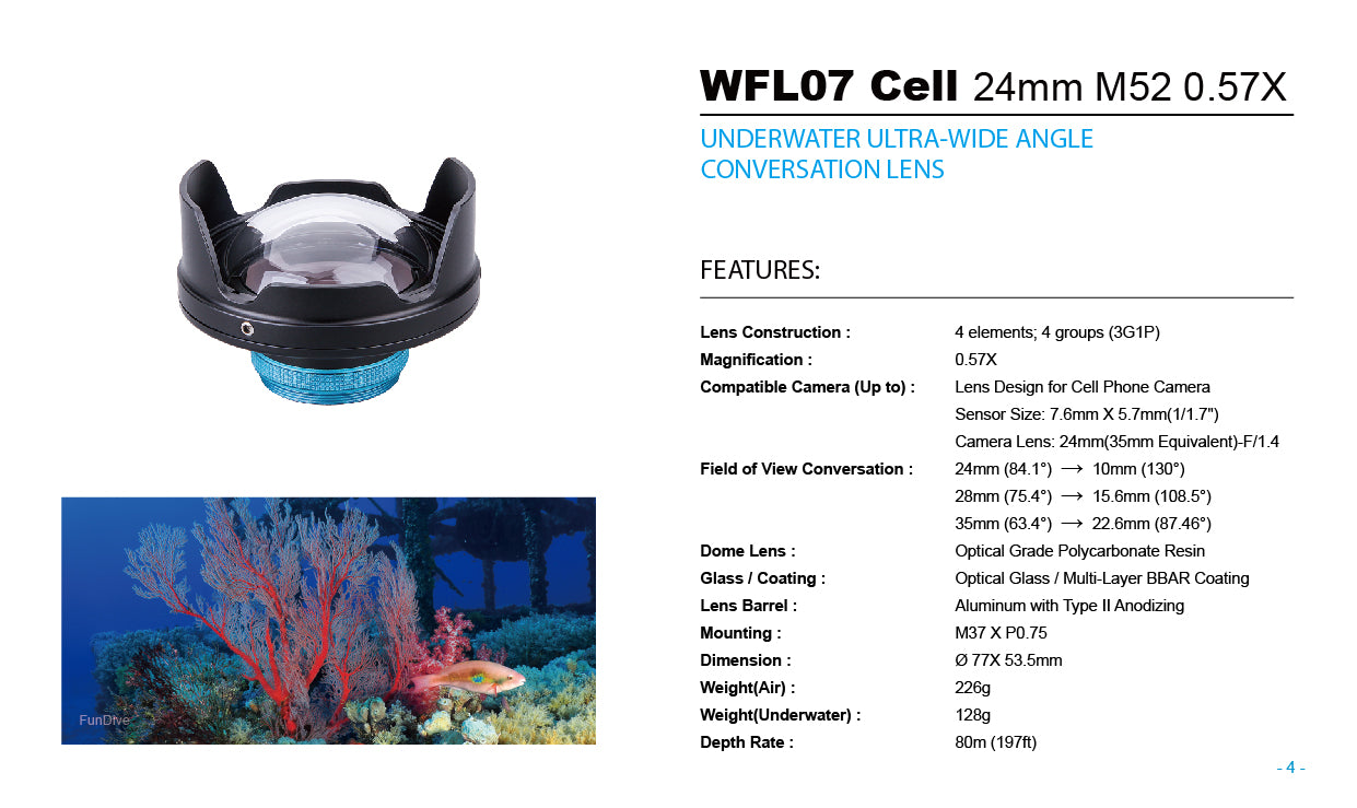 Weefine WFL07 Wide angle lens M52- 24mm for Smart Housing
