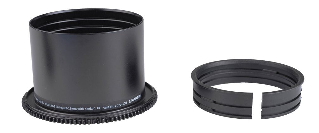 Nauticam N815-Z+1.4 Zoom Gear for Nikon AF-S Fisheye 8-15mm with Kenko 1.4x teleplus pro 300