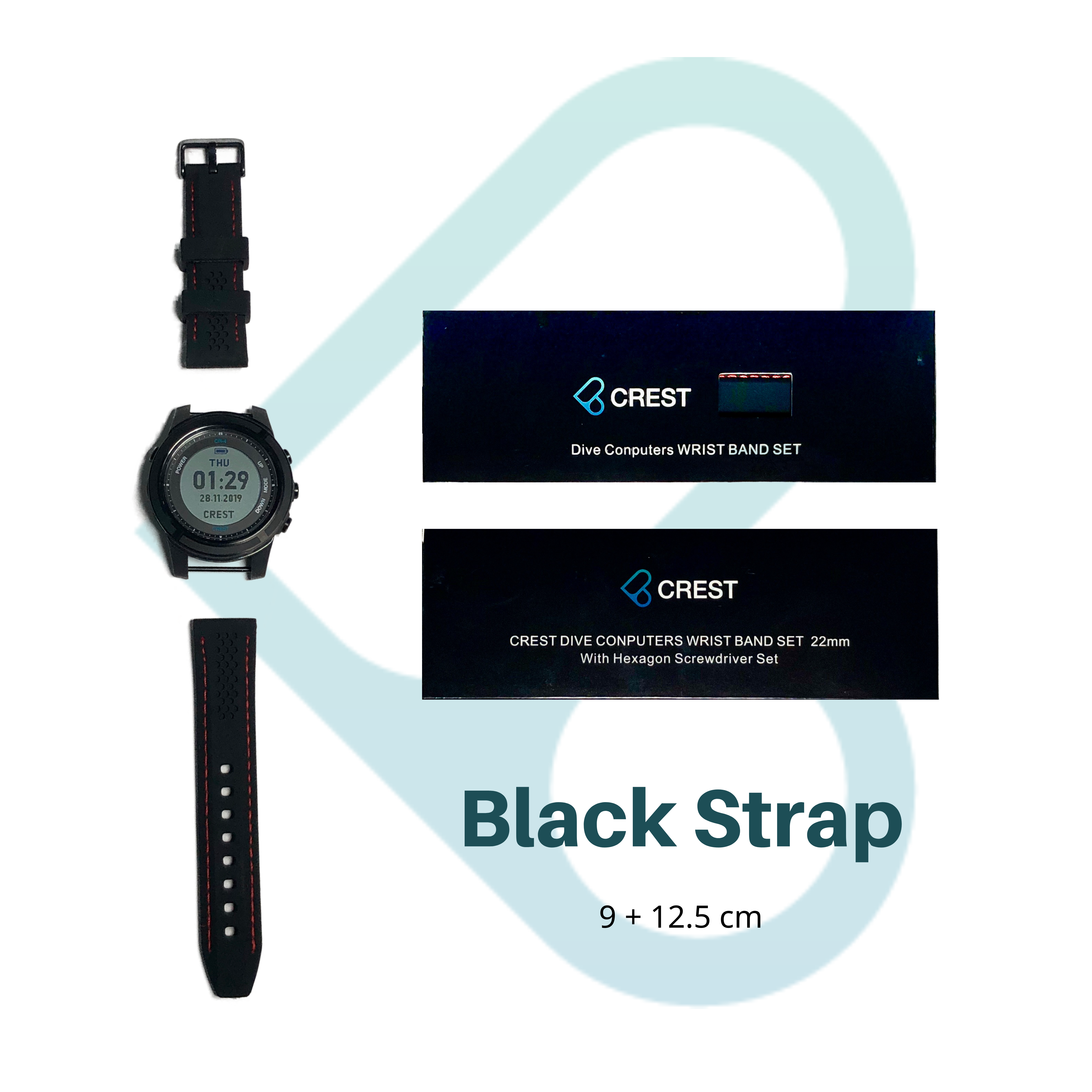 Crest Dive Computer Wrist Band Silicone Strap Black