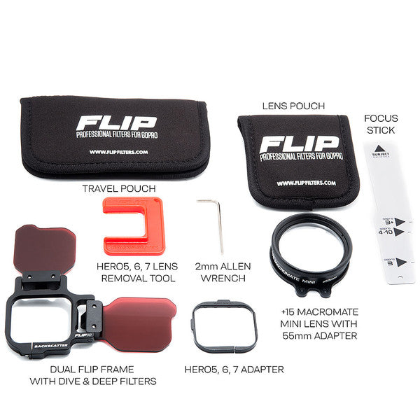 FLIP11 One Filter Kit with DIVE Filter for GoPro HERO 5, 6, 7, 8, 9, 10,  11, 12